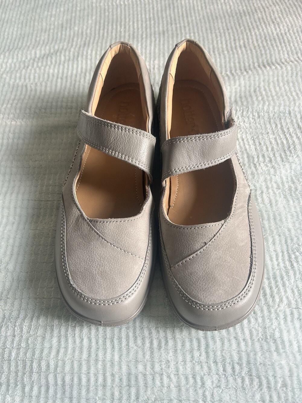 Hotter "Mystic" Shoes Women's 11 US Gray Leather Mary Jane Comfort Flat